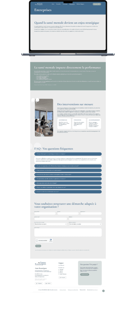 anne roumegoux création de site web page entreprises